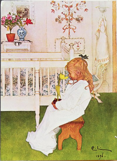 Lisbeth with a Yellow Tulip by Carl Larsson